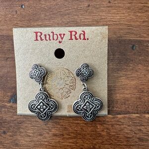 Ruby Rd. Silver-Tone Round Stud Earrings with Clear Backs